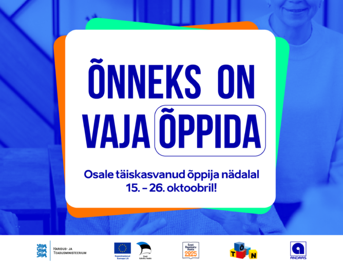 15.-26. oktoober toimub üle-eestiline täiskasvanud õppija (TÕN) nädal